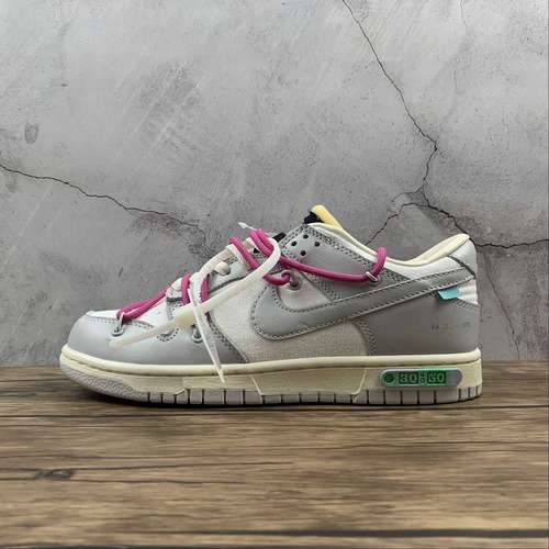 【450】[DM1602-106]-[OW X SB DUNK LOW THE 50 NEUTRAL GREY/WHITE/PINK]-[WOMAN:36-39]-[MAN:40-47.5]