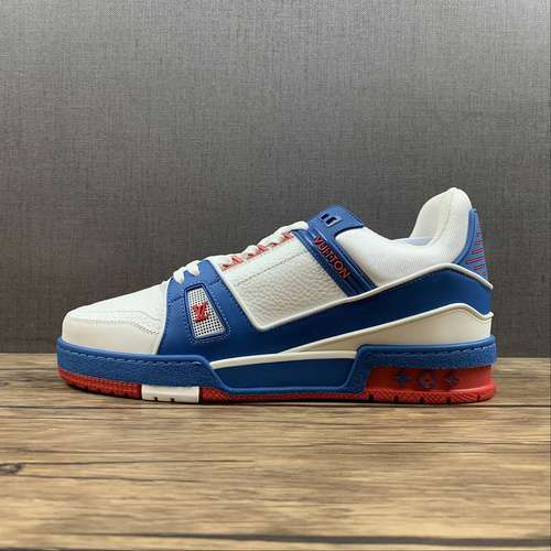 【550】[L*V TRAINER SNEAKERS WHITE/BLUE/RED]-[MAN:38-45]
