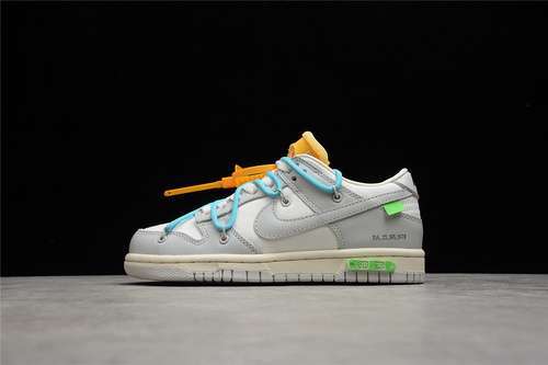 【480】[DM1602-114]-[OW X SB DUNK LOW THE 50 WHITE/LIGHT GREY/BLUE]-[WOMAN:36-39]-[MAN:40-47.5]