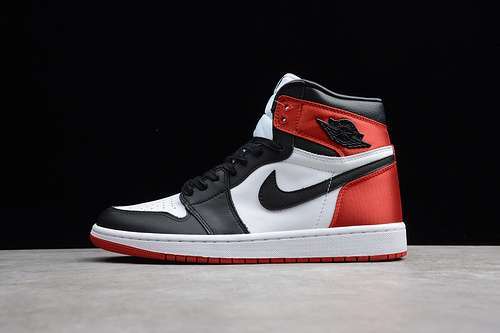 [134-132-142]-[CD0461-016]-[ST AIR JORDAN 1 RETRO HIGH SATIN BLACK TOE BLACK/WHITE/RED]