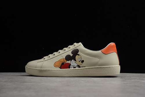 【520】[GU*CCI ACE EMBROIDERED LOW-TOP SNEAKER WHITE/BLACK/ORANGE]-[WOMAN:35-39]-[MAN:40-44]