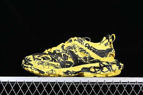 【500】[W3RRA7810]-[BA*LEN*CIAGA TRACK SNEAKER TESS S GOMMA RES BLCK/YELLOW]-[UNISEX:35-46]