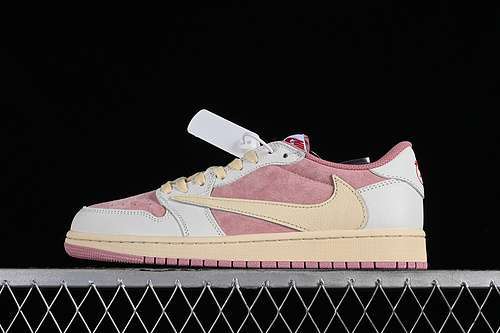 【340】[DM7866-600]-[TRAVIS SCOTT X AIR JORDAN 1 LOW OG WHITE/PINK/YELLOW]-[WOMAN:36-39]-[MAN:40-44]