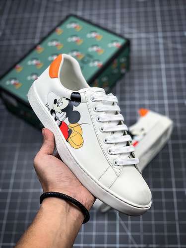 【310】[GU*CCI ACE EMBROIDERED LOW-TOP SNEAKER WHITE/ORANGE]-[UNISEX SIZE:35-44]