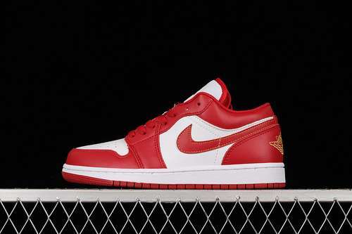 【280】[553560-607]-[AIR JORDAN 1 LOW GS CARDINAL NOBLE RED/WHITE/NOBLE RED/UNIVERSITY GOLD]