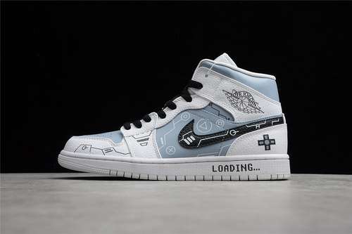 【340】[554724-130]-[GZ AIR JORDAN 1 MID LIGHT BLUE/WHITE/BLACK]-[WOMAN:36-39]-[MAN:40-47]