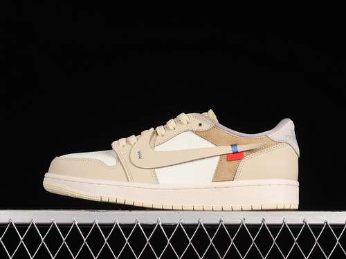 【320】[CZ0790-102]-[OFF WHITE X AIR JORDAN 1 LOW CUSTOM BEIGE/WHITE/LIGHT KHAKI]-[UNISEX:36-47.5]