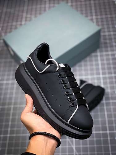 【380】[ALE*XANDER MCQUEEN SOLE SNEAKERS BLACK/BLACK/WHITE]-[WOMAN:35-39]-[MAN:40-44]