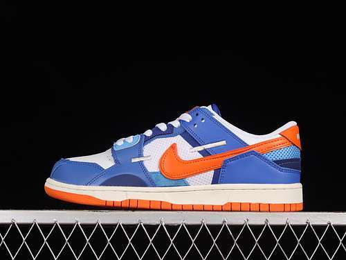 【300】[DM0128-100]-[SB DUNK LOW SCRAP WHITE/SAFETY ORANGE/MEDIUM BLUE/DEEP ROYAL BLUE/UNIVERSITY]
