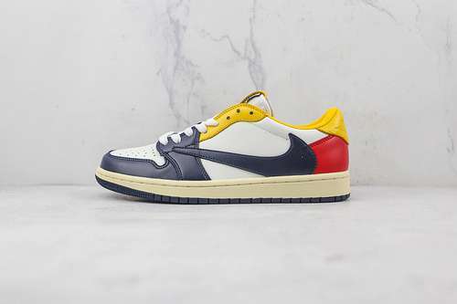 【320】[DM7866-912]-[FRAGMENT X TRAVIS SCOTT X AIR JORDAN 1 LOW WHITE/BLUE/YELLOW]-[UNISEX:36-46]
