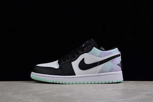 【300】[DM1199-100]-[AIR JORDAN 1 LOW TIE-DYE WHITE/BLACK-TEAL]-[WOMAN:36-39]-[MAN:40-46]