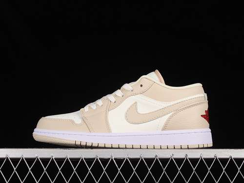 【300】[FB7168-121]-[AIR JORDAN 1 LOW GCEL LIGHT KHAKI/BEIGE/WHITE-RED]-[MAN:40-46]