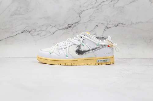 【480】[DM1602-127]-[OW X SB DUNK LOW WHITE/WHITE/SILVER]-[WOMAN:36-39]-[MAN:40-47.5]