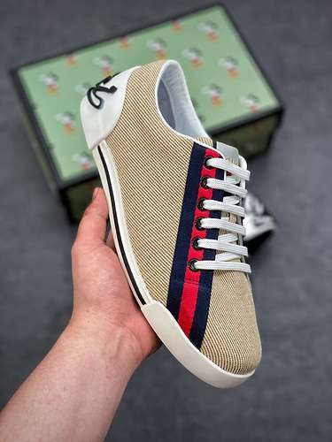 【420】[GU*CCI SHOES LIGHT KHAKI/NAVY BLUE/RED]-[MAN:38-45]