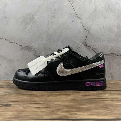 【450】[DM1602-001]-[OW X SB DUNK LOW THE 50 BLACK/METALLIC SILVER-PURPLE]-[WOMAN:36-39]-[MAN:40-47.5]