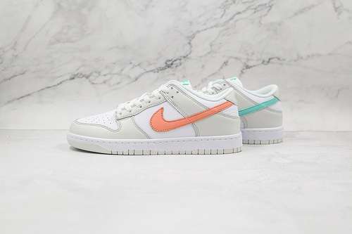 【380】[CW1590-101]-[SB DUNK LOW GS MISMATCH SWOOSH TROPICAL WHITE/BONE/PEACH/AQUA]-[UNISEX:36-46]