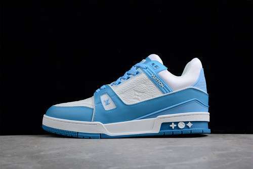 【750】[L*V LOW TRAINER SNEAKERS WHITE/WHITE/BLUE]-[WOMAN:35-39]-[MAN:40-45]