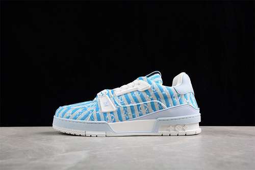 【760】[L*V TRAINER SNEAKER LOW BASKETBALL SHOES WHITE/BLUE]-[MAN:38-45]