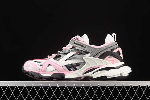 【800】[W3AE25291]-[BA*LEN*CIAGA TRACK 4.0 SNEAKERS WHITE/LIGHT PINK/GREY]-[WOMAN:35-40]