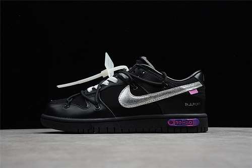 【450】[DM1602-001]-[OW X SB DUNK LOW THE 50 BLACK/METALLIC SILVER-PURPLE]-[WOMAN:36-39]-[MAN:40-47]