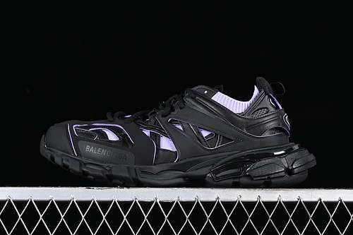 【540】[W3SKC9120]-[BA*LEN*CIAGA TRACK SNEAKER TESS S.GOMMA RES BI ALV/TIS EFF NUBUK E BLACK/PURPLE]
