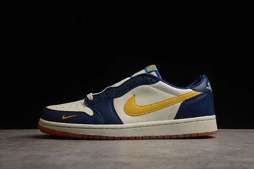 【300】[CZ0790-149]-[AIR JORDAN 1 LOW UNC AJ1 BLUE/WHITE/YELLOW]-[WOMAN:36-39]-[MAN:40-46]