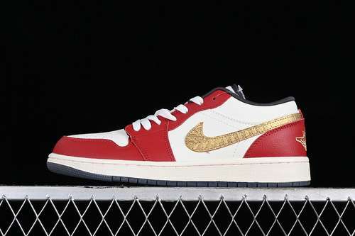 【280】[FJ5735-100]-[AIR JORDAN 1 LOW SE SAIL/METALLIC GOLD GRAIN/DARK TEAM RED/DARK SMOKE GREY]