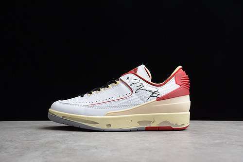 【450】[DJ4375-106]-[OW X AIR JORDAN 2 RETRO LOW SP WHITE/VARSITY RED/BLACK]-[MAN:40-46]