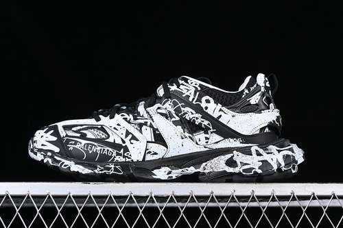 【500】[W3RRA1090]-[BA*LEN*CIAGA TRACK SNEAKER TESS S.GOMMA RES BI WHITE/BLACK]-[UNISEX:35-46]