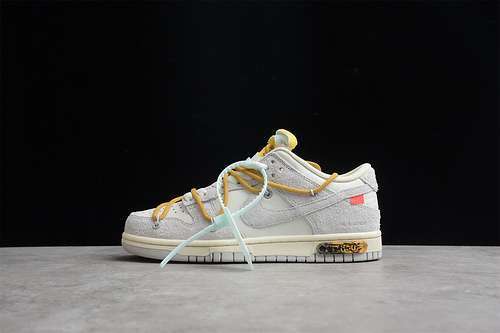 【480】[DJ0950-105]-[GZ OW X SB DUNK LOW LOT 37 OF 50 WHITE/LIGHT GREY/YELLOW]-[UNSIEX:36-47]