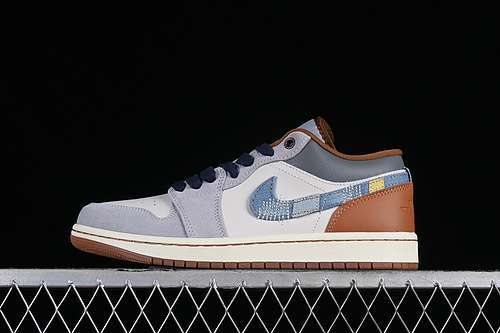 【320】[FZ5042-041]-[AIR JORDAN 1 LOW REPAIRED DENIMSWOOSH PHANTOM/COCONUT MILK/AMBER BROWN/STAR BLUE]