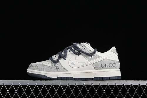 【380】[SJ2068-263]-[SB DUNK LOW GU*CCI WHITE/GREY/BLACK]-[WOMAN:36-39]-[MAN:40-45]