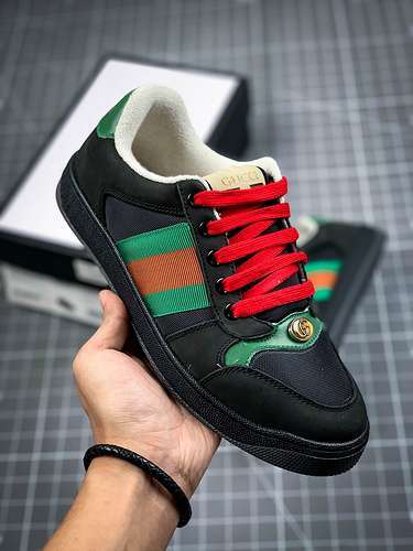 【480】[GU*CCI LOW SHOES BLACK/GREEN/RED-WHITE]-[MAN:39-45]