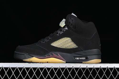 【580】[FD1330-001]-[A MA MANIÉR AIR JORDAN 5 LOW BLACK/GREY/YELLOW]-[MAN:40-47.5]