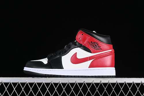 【300】[BQ6472-160]-[AIR JORDAN 1 MID BLACK TOE SAIL/OFF NOIR/WHITE/GYM RED]-[WOMAN:36-39]-[MAN:40-46]