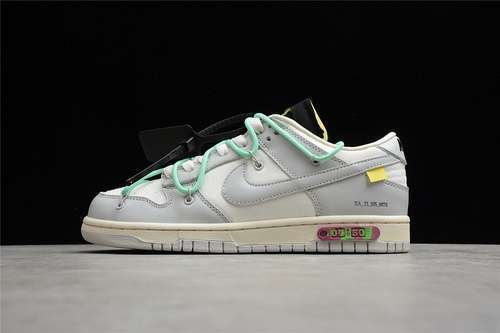【450】[DM1602-114]-[OW X SB DUNK LOW THE 50 WHITE/LIGHT GREY/BLUE]-[WOMAN:36-39]-[MAN:40-47]
