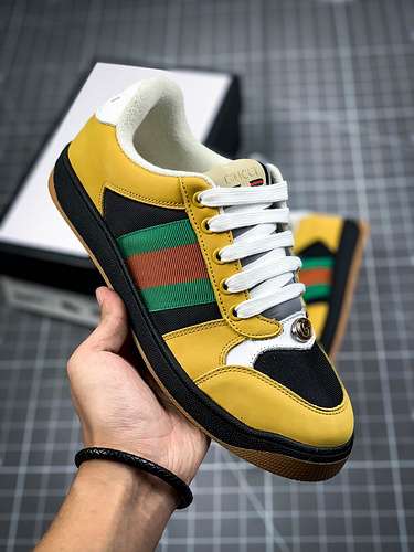 【480】[GU*CCI LOW SHOES YELLOW/BLACK/GREEN/RED-WHITE]-[MAN:39-45]