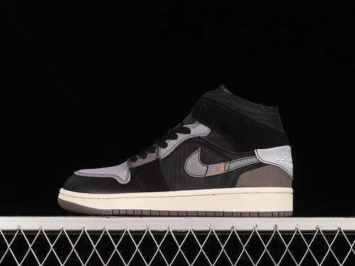 【320】[DM9652-001]-[AIR JORDAN 1 MID CRAFT INSIDE OUT BLACK/CEMENT GREY-LIGHT GRAPHITE]