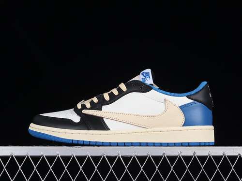 【550】[DM7866-140]-[OG FRAGMENT DESIGN X TRAVIS SCOTT X AIR JORDAN 1 RETRO LOW BEIGE/BLACK/BLUE]