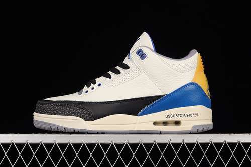 【400】[398614-145]-[AIR JORDAN 3 RETRO UNC BEIGE/RACER BLUE/YELLOW]-[WOMAN:36-39]-[MAN:40-46]