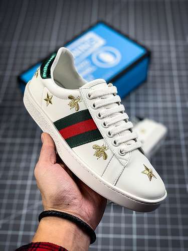 【280】[GU*CCI ACE EMBROIDERED LOW-TOP SNEAKER WHITE/GREEN/RED-GOLD]-[UNISEX SIZE:35-44]