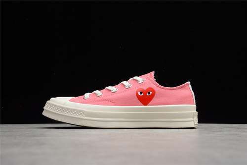 【190】[168300C]-[COMME DES GARÇONS PLAY X CHUCK TAYLOR ALL-STAR 70S LOW BRIGHT PINK/RED/WHITE]