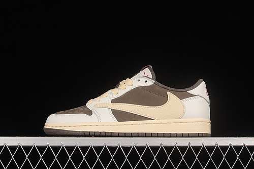 【430】[DM7866-162]-[TRAVIS SCOTT X AIR JORDAN 1 LOW BEIGE/WHITE/BROWN]-[WOMAN:36-39]-[MAN:40-47.5]