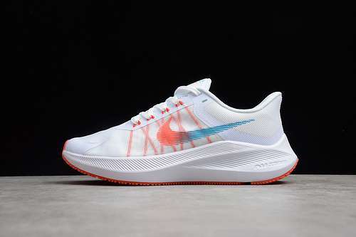 【250】[CW3419-201]-[AIR ZOOM WINFLO 8 WHITE/BRILLIANT ORANGE-PEACOCK BLUE]-[UNISEX:36-45]