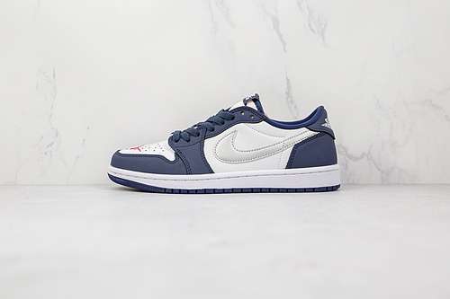 【300】[CJ7891-400]-[ERIC KOSTON X AIR JORDAN 1 LOW SB MIDNIGHT NAVY/WHITE-EMBER GLOW-METALLIC SILVER]