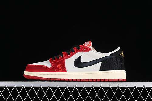 【300】[FN0432-100]-[TROPHY ROOM AIR JORDAN 1 LOW BLACK/VARSITY RED/MUSLIN/BALTIC BLUE/YELLOW STRIKE]
