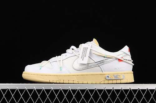 【330】[DM1602-127]-[OW X SB DUNK LOW LOT 01 OF 50 WHITE/METALLIC SILVER/BUTTER]-[UNISEX:36-45]