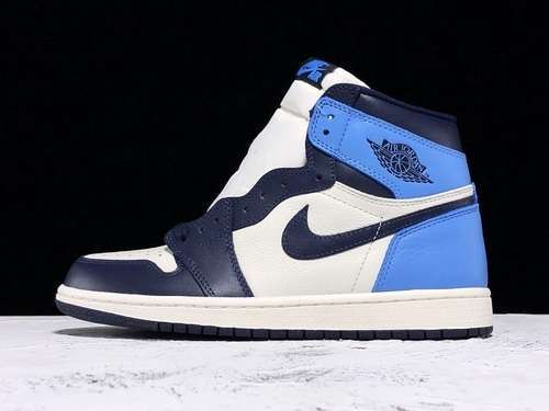 [555088-140]-[OG AIR JORDAN 1 RETRO HIGH UNC LEATHER OBSIDIAN/UNIVERSITY BLUE]
