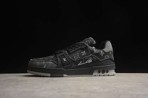 【580】[LOUIS VUITTON TRAINER SNEAKER LOW L*V BLACK/GREY]-[WOMAN:35-39]-[MAN:40-46]