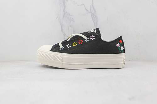 【230】[A02566C]-[CHUCK TAYLOR ALL STAR LIFT PLATFORM LOW FLORAL EMBROIDERY BLACK/EGRET]-[WOMAN:35-40]